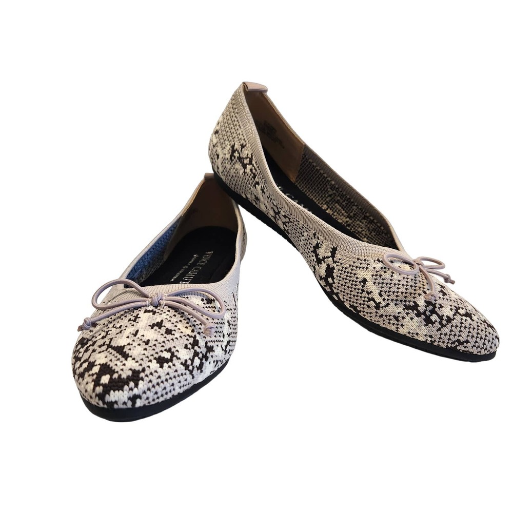 Vince Camuto Womens Size 6 Flanna Snake Print Washable Knit Ballet Flats